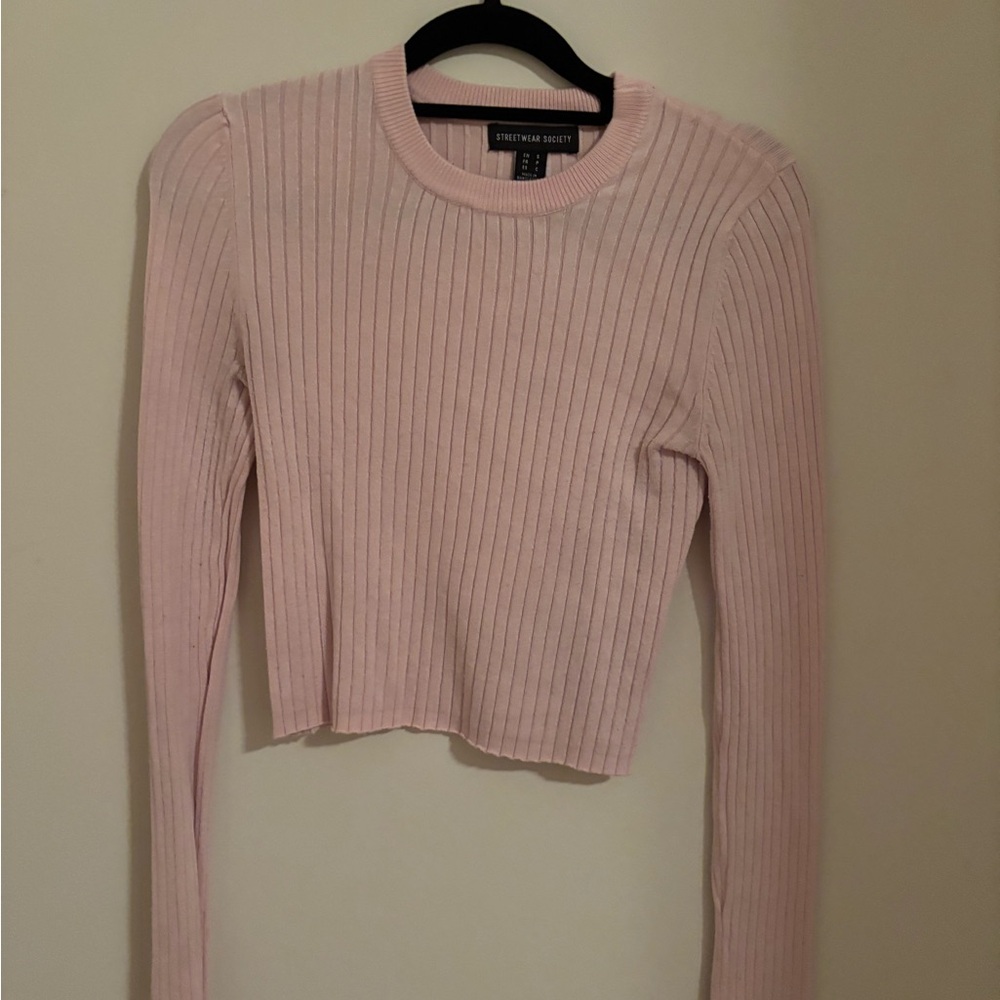 Streetwear Society Light Pink Ribbed Crop Top